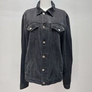 Frame Denim Jacket Women's Small Black Knight Faded Black 100% Cotton Grunge